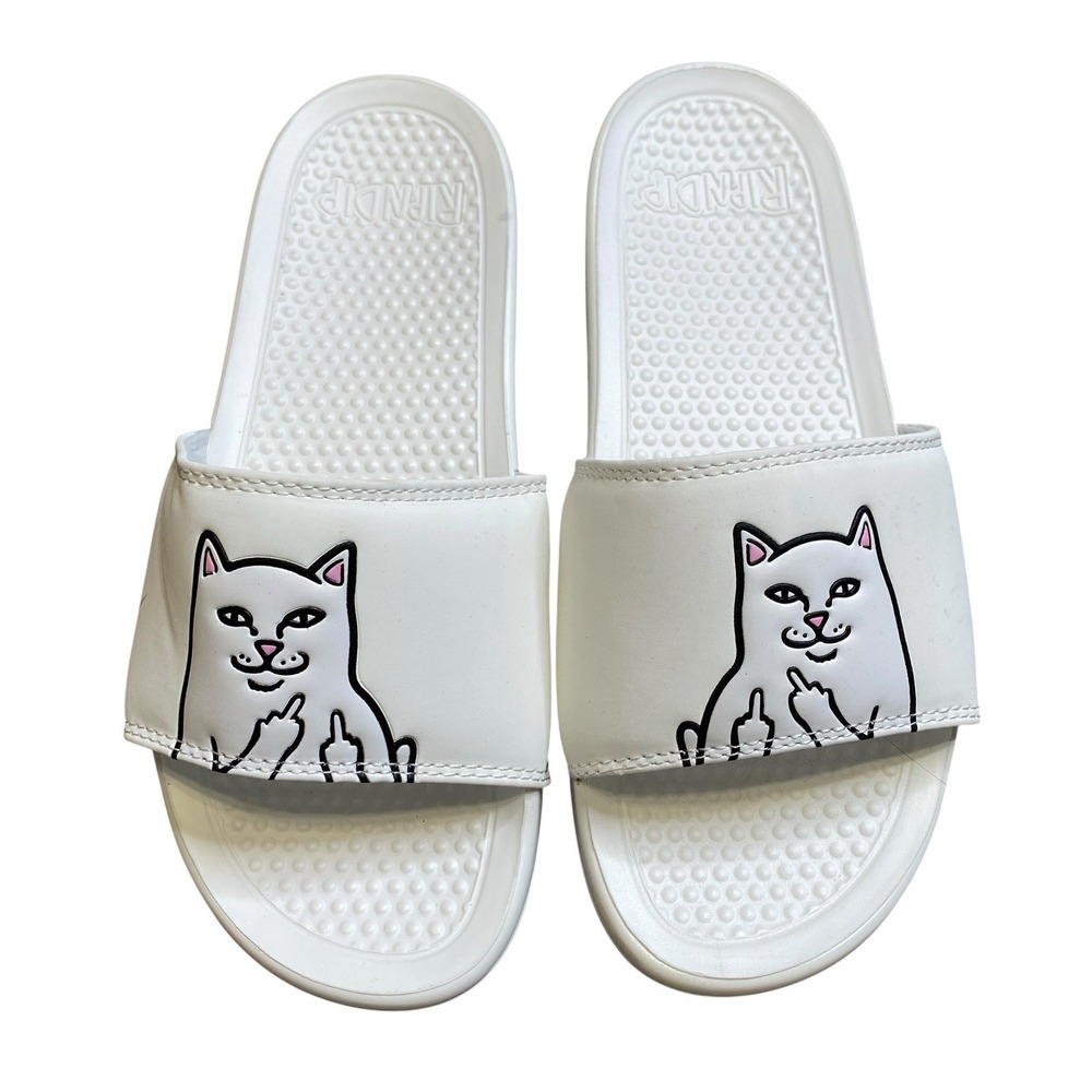 RipNDip Lord Nermal Slides Sandals Men Size 9 White Flip Flop Beach Pool Summer
